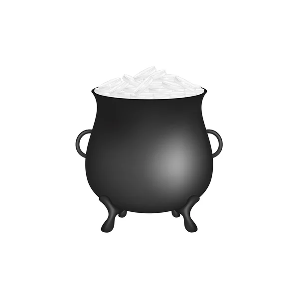 Pot noir avec des pièces d'argent argent — Image vectorielle