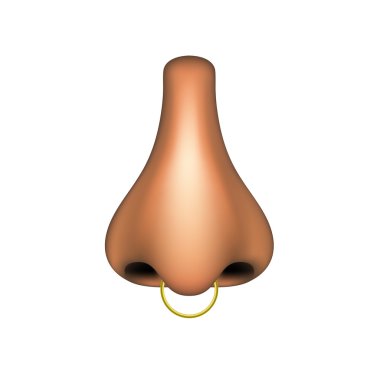 Altın piercing ile insan burun