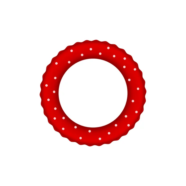 Rode zwembad ring met witte stippen — Stockvector