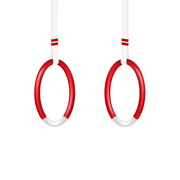 Anneaux de gymnastique en rouge et blanc — Image vectorielle