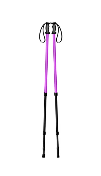 Hiking poles in purple and black design — Stock Vector
