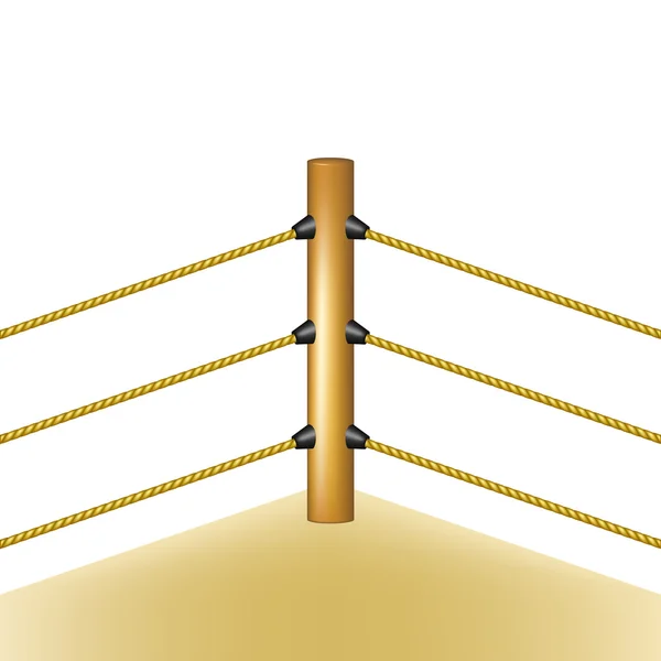 Anneau de boxe avec cordes brunes — Image vectorielle