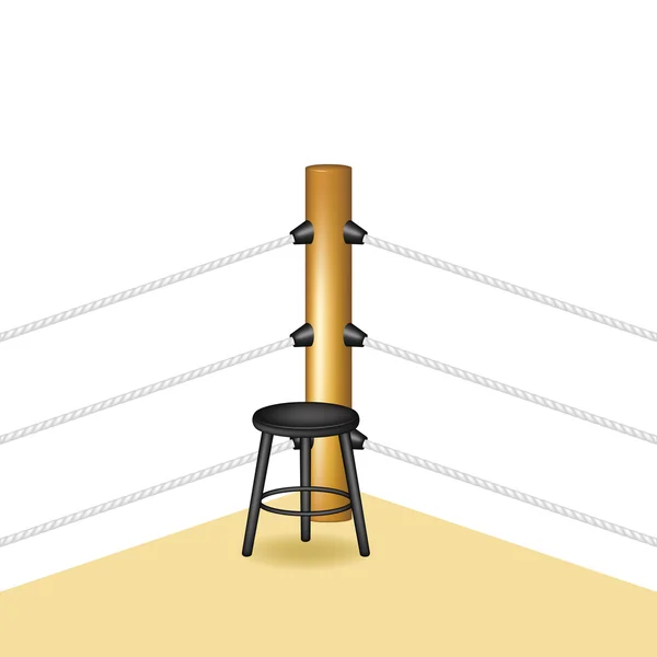 Esquina de boxeo con taburete de madera — Vector de stock