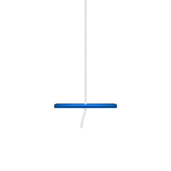 Swing in blue design hanging on white rope — Stock Vector