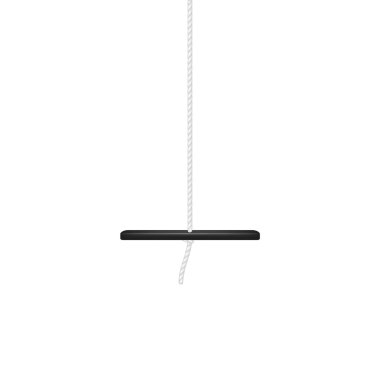 Siyah tasarımı beyaz ipte asılı salıncak