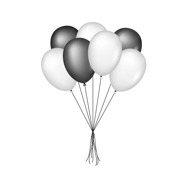 Glänzende Luftballons in schwarz-weißem Design — Stockvektor