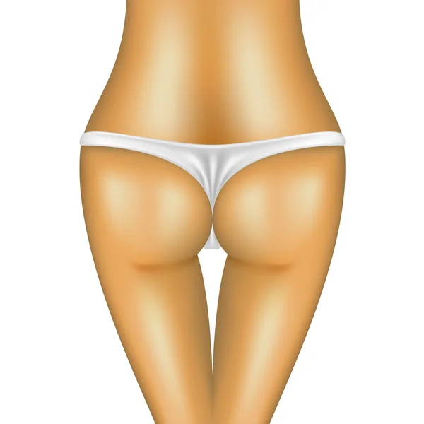 Sexy bum av kvinnan i vit bikini — Stock vektor