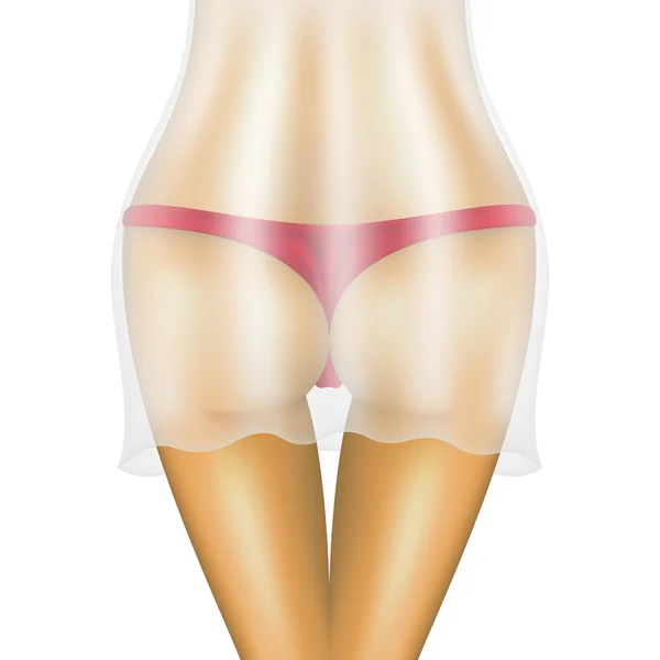 빨간 비키니에 있는 여자의 섹시 한 엉덩이 섹시 한 흰색 옷에 의해 보호 — 스톡 벡터