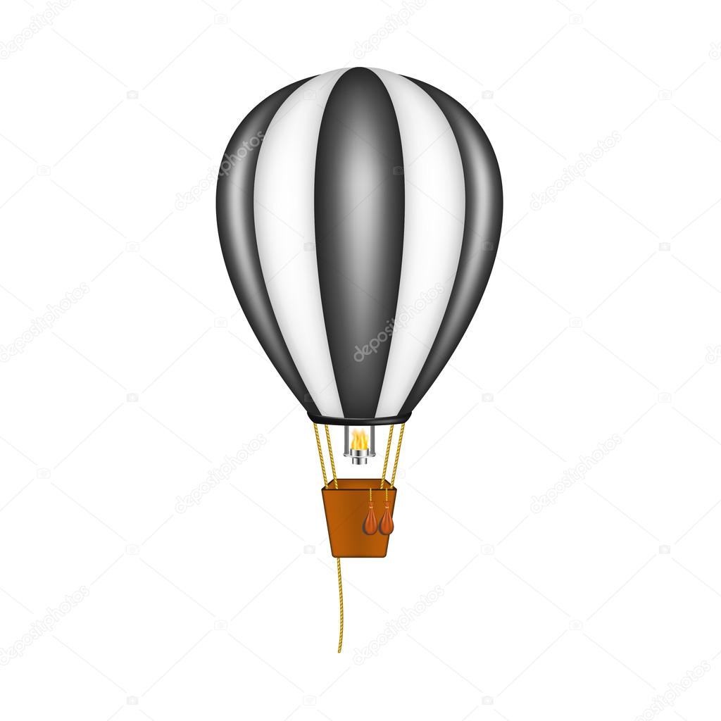 Hot air balloon in black and white design