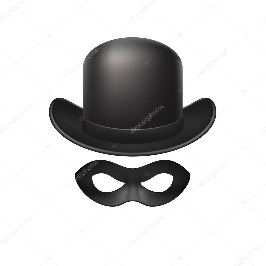 Bowler hat and eye mask in black design