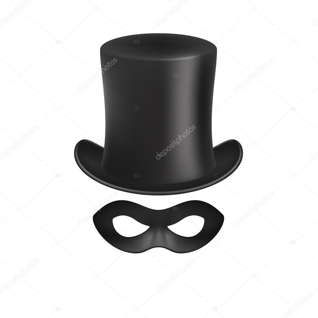 Gentleman hat and eye mask in black design