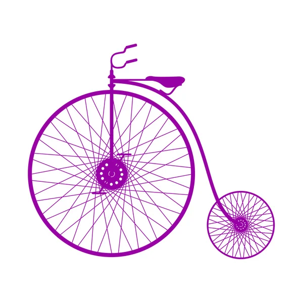 Silhouette eines Vintage-Fahrrads im lila Design — Stockvektor