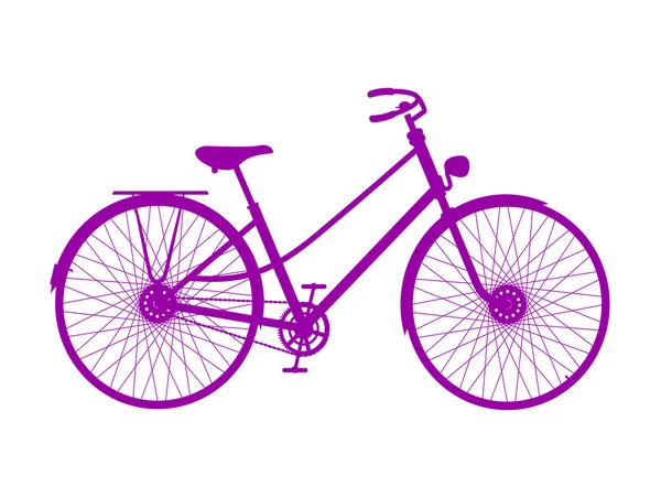 紫色のデザインのレトロな自転車のシルエット — ストックベクタ