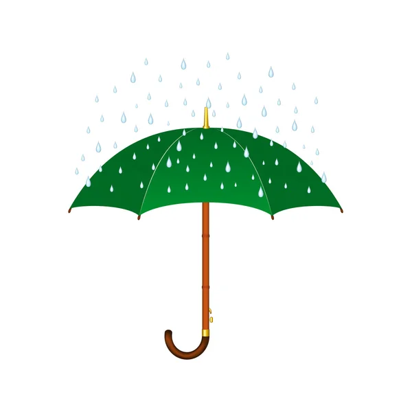Guarda-chuva em design verde e chuva — Vetor de Stock