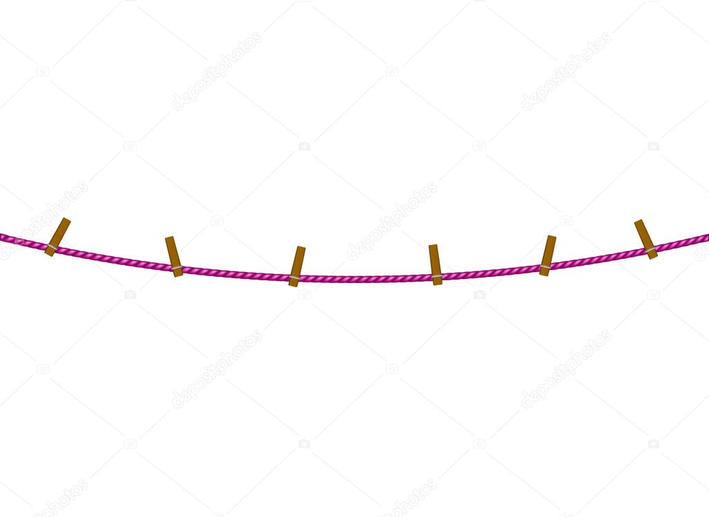 Clothespins on rope in purple design
