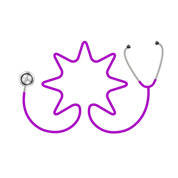 Stethoscope in shape of star in purple design — Stock Vector