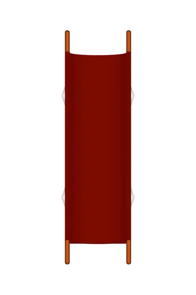 木のハンドルに赤のデザインのレトロな担架 — ストックベクタ