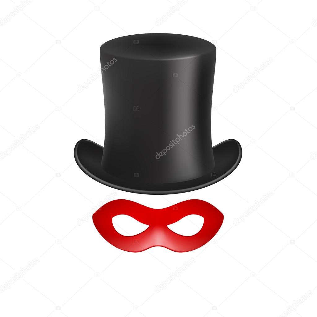 Gentleman hat and eye mask in red design