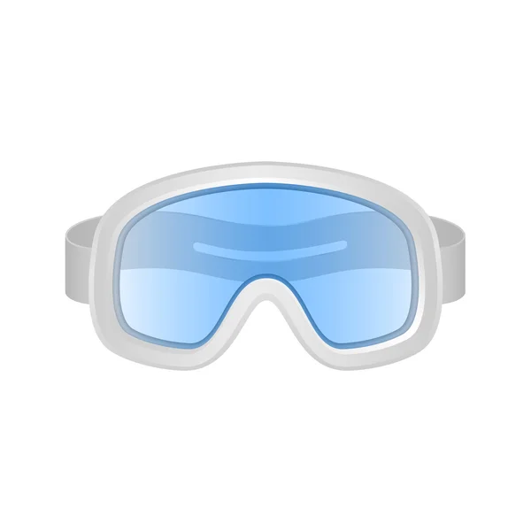 Skibrille in weiß-blauem Design — Stockvektor