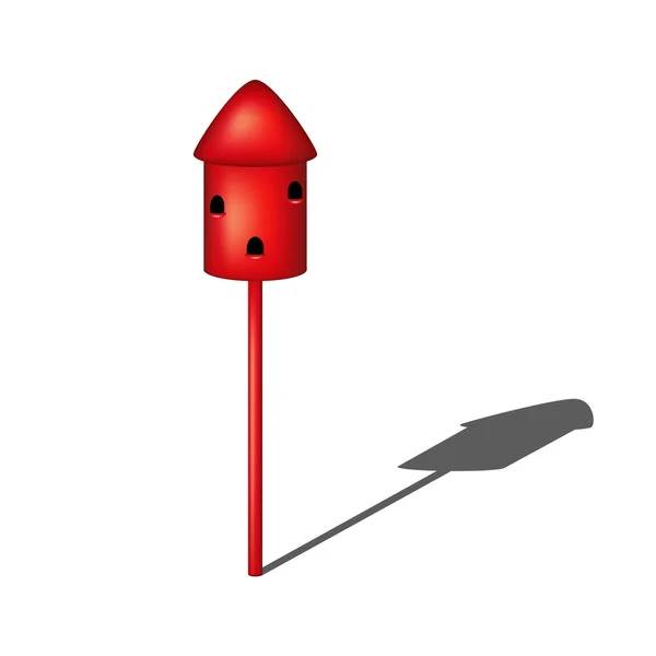 Dovecote in red design with shadow — 스톡 벡터