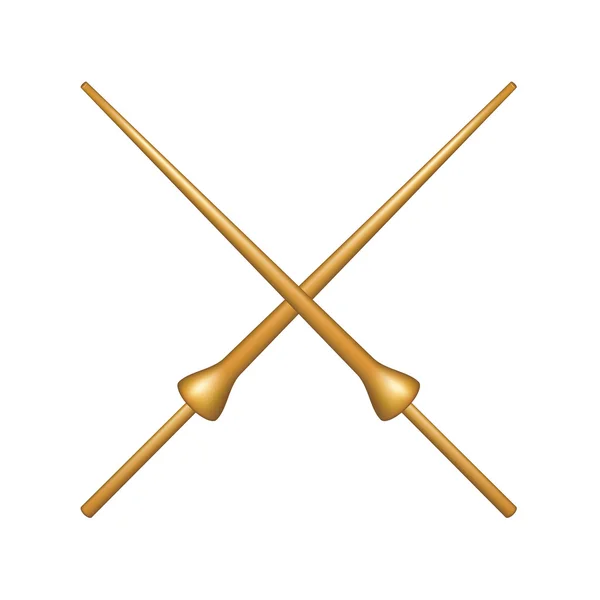 Duas lanças cruzadas em design de madeira — Vetor de Stock
