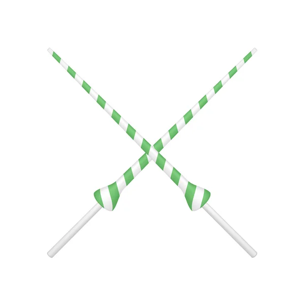 Twee gekruiste lansen in groene en witte design — Stockvector