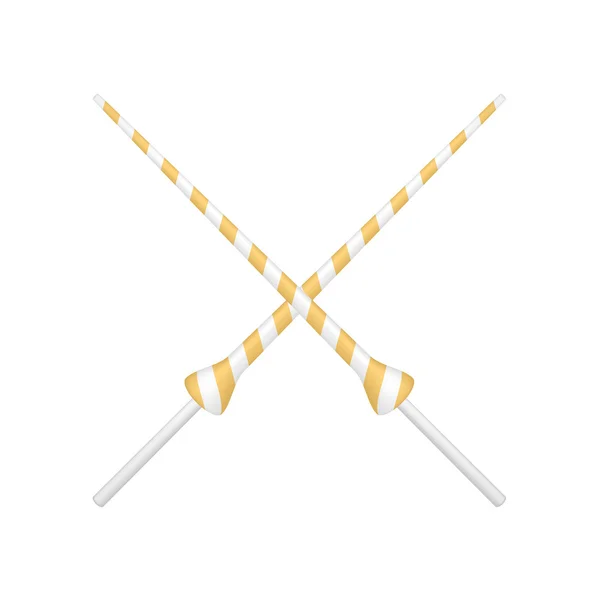 橙色和白色设计中的两个交叉的长矛 — 图库矢量图片