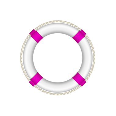 Hayat şamandıra ip ile beyaz ve mor tasarım