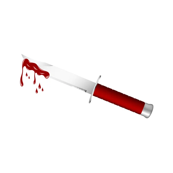 Knife with dark red handle and bloody blade — Stock Vector