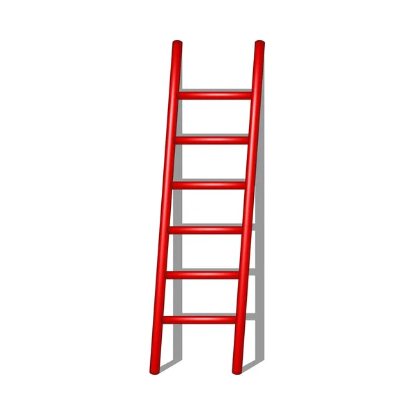 Wooden ladder in red design with shadow — Stock Vector