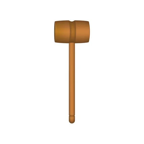 Wooden mallet in brown design — Stock Vector