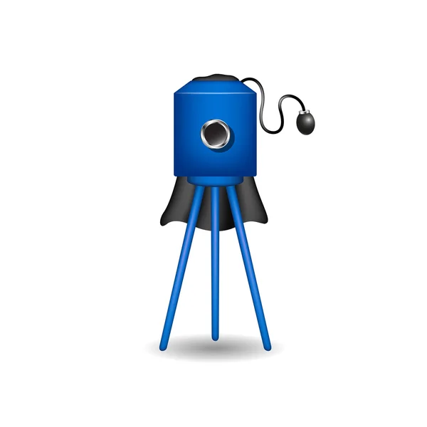 Винтажная камера в синем дизайне с тенью — стоковый вектор