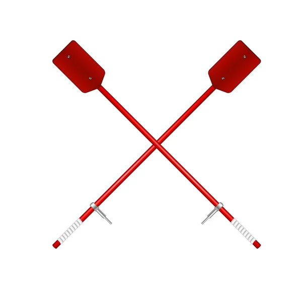 Two crossed old oars in red design — Stock Vector