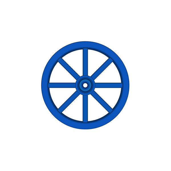 Vintage wooden wheel in blue design