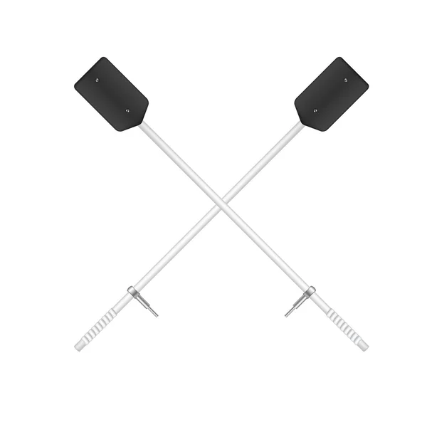 Two crossed old oars in black and white design — Stock Vector