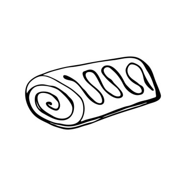 Yuvarlanmanın karalama görüntüleri. Elle çizilmiş bir yemeğin resmi. Web, yazdırma, tekstil için vektör.