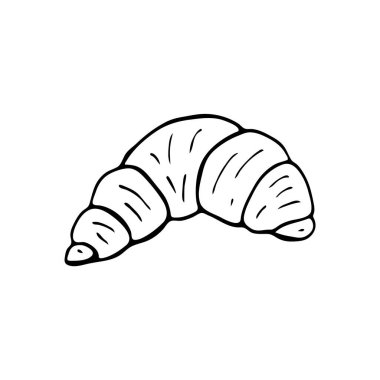 Ay çöreğinin karalama görüntüleri. Elle çizilmiş bir yemeğin resmi. Web, yazdırma, tekstil için vektör.