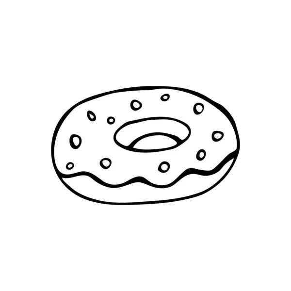 Зображення Пончика Doodle Зображення Мальованої Їжі Вектор Інтернету Друку Текстилю — стоковий вектор
