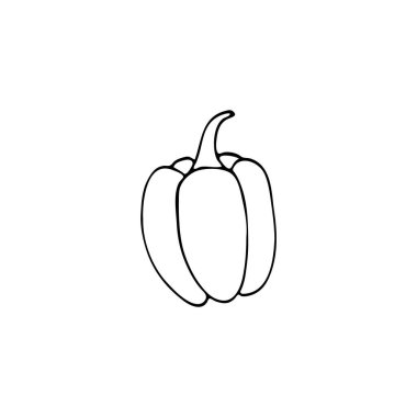 Tatlı biber. Elle çizilmiş resimler. Posterler, ağ, tekstil, çocuk boyama sayfaları için vektör.