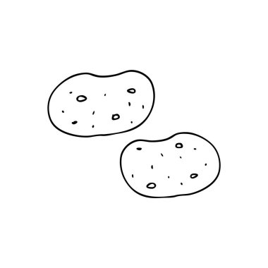 Patates karalamak. Elle çizilmiş resimler. Posterler, ağ, tekstil, çocuk boyama sayfaları için vektör.