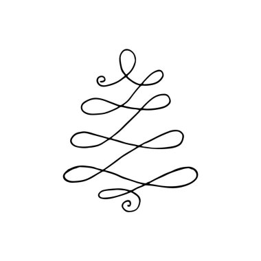 Noel ağacı süslemesi. Bir ağacın dekoratif görüntüsü. Özgeçmiş, ambalaj, ağ ve tekstil için soyut vektör.