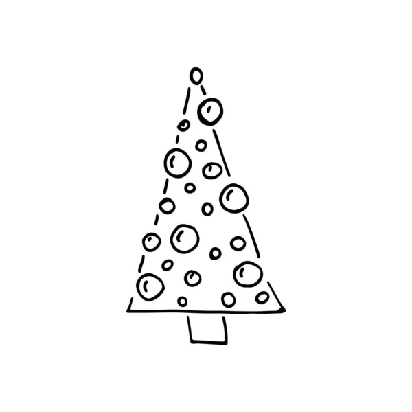 Doodle Arbre Noël Image Décorative Arbre Vecteur Abstrait Pour Les — Image vectorielle