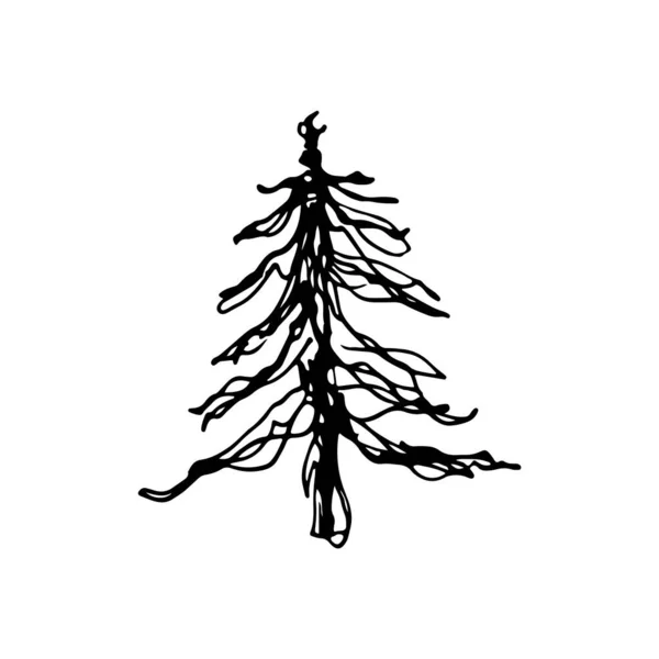 Doodle Árvore Natal Imagem Decorativa Uma Árvore Vetor Abstrato Para — Vetor de Stock