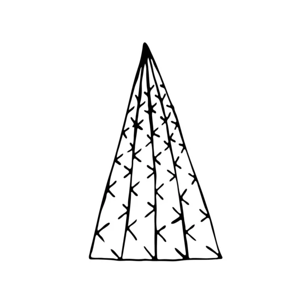 Doodle Kerstboom Decoratieve Afbeelding Van Een Boom Abstract Vector Voor — Stockvector