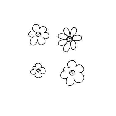 Çiçeklerin karalama resmi. Düğünler, partiler, doğum günleri için vektör imajı. Yazdırma, ağ, dekorasyon elementi.