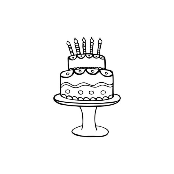 Imagem Doodle Cake Imagem Vetorial Doces Elemento Para Impressão Web — Vetor de Stock