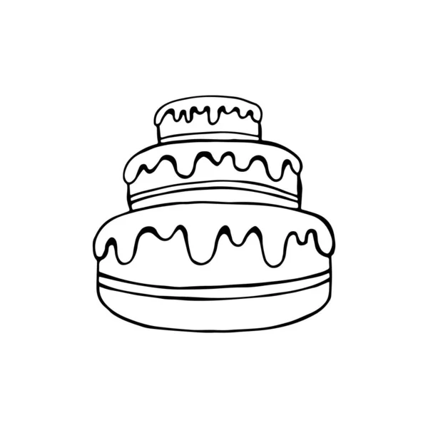 Зображення Торта Doodle Векторне Зображення Цукерок Елемент Друку Інтернету Прикраси — стоковий вектор