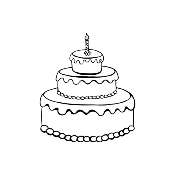 Imagem Doodle Cake Imagem Vetorial Doces Elemento Para Impressão Web — Vetor de Stock