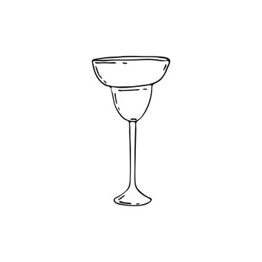 Bar için karalama gözlükleri. Elle çizilmiş çizimler. Cam nesneler