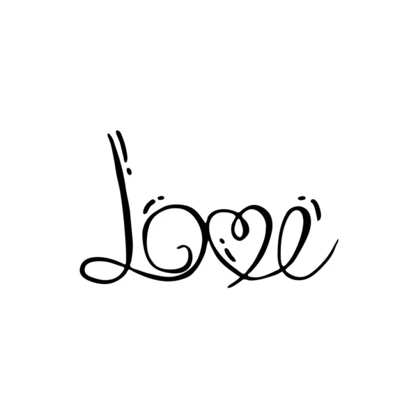 Doodle Εικόνα Κειμένου Αγάπη Χειροποίητη Εικονογράφηση Επιστολόχαρτων Για Καρτ Ποστάλ — Διανυσματικό Αρχείο